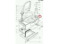 Diagram of where the Thetford SC234 Cassette O-Ring should be places (above the manual flush pump and below the toilet roll holder)