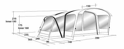 Technical Illustration of Outwell Hartsdale 6 Prime AIR Tent