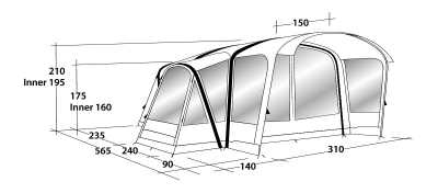 Technical Illustration of Outwell Hartsdale 4 Prime AIR Tent