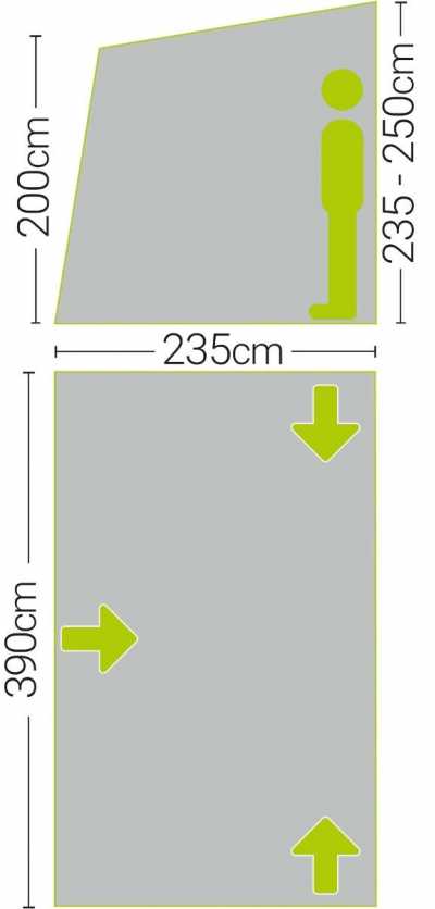 Quest Falcon 390 Poled Porch Awning Technical Diagram